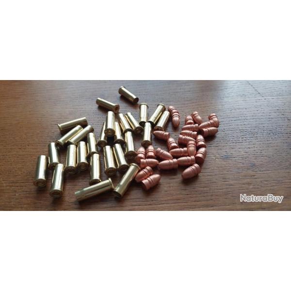 KIT RECHARGEMENT REVOLVER 8mm92 . 25 DOUILLES RECHARGEABLES + 25 OGIVES CUIVREES