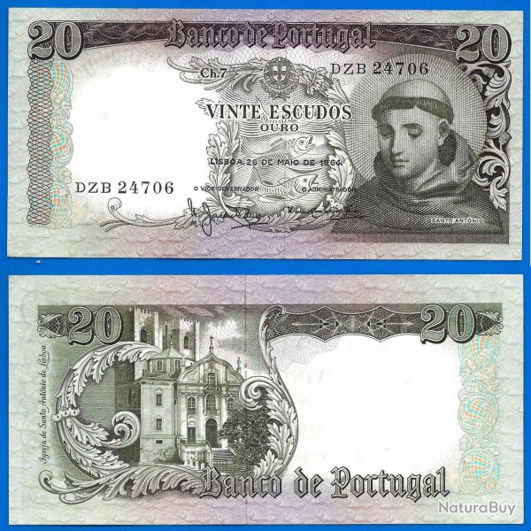 Portugal 20 Escudos 1964 Antonio Santo Europe Escudo Billet