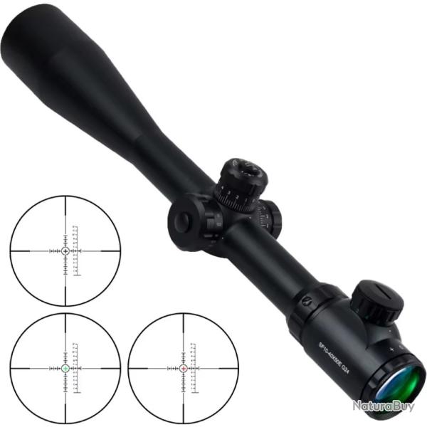 Lunette de tir 10-40x50 SFP r�ticule lumineux avec colliers aux choix