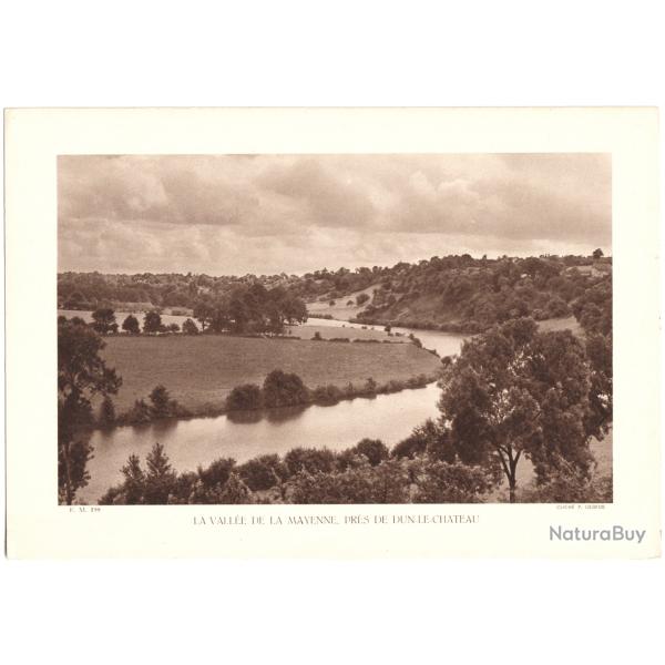 TIRAGE DE CLICH TYPE GRAVURE - COMPAGNIE ARIENNE FRANAISE - VALLE DE LA MAYENNE, DUN-LE-CHATEAU
