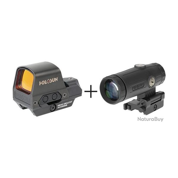 Pack point rouge Holosun Reflex 510C + Magnifier HM3X r�ticule rouge