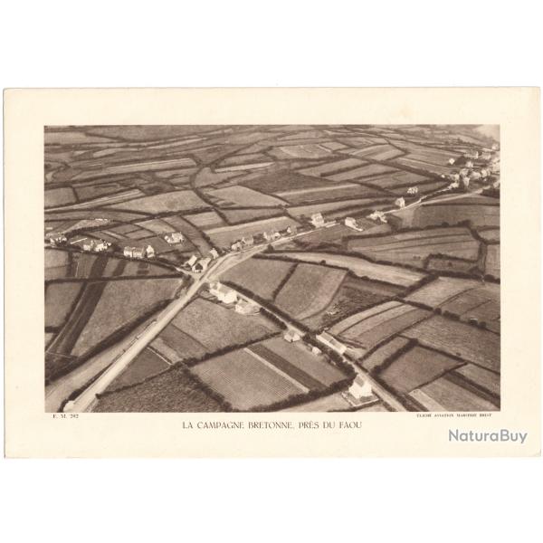 TIRAGE DE CLICH TYPE GRAVURE - COMPAGNIE ARIENNE FRANAISE - LA CAMPAGNE BRETONNE, PRS DU FAOU