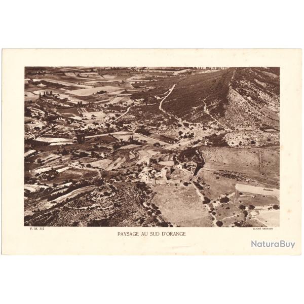 TIRAGE DE CLICH TYPE GRAVURE - COMPAGNIE ARIENNE FRANAISE - PAYSAGE AU SUD D'ORANGE