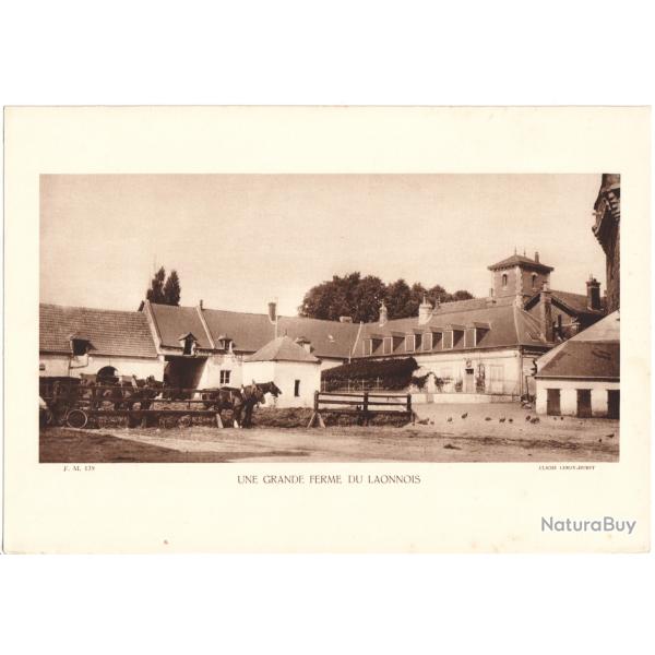 TIRAGE DE CLICH TYPE GRAVURE - COMPAGNIE ARIENNE FRANAISE - UNE GRANDE FERME DU LAONNOIS