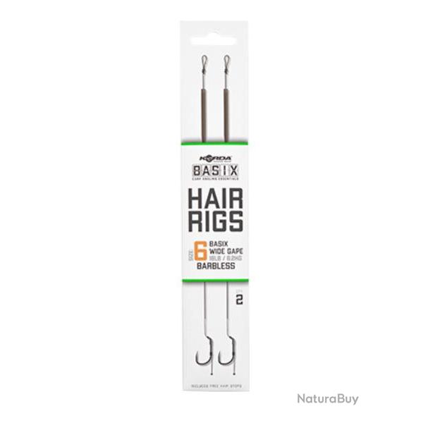 KORDA BASIX BAS DE LIGNE HAIR RIGS WIDE GAPE BARBLESS 6 18lb