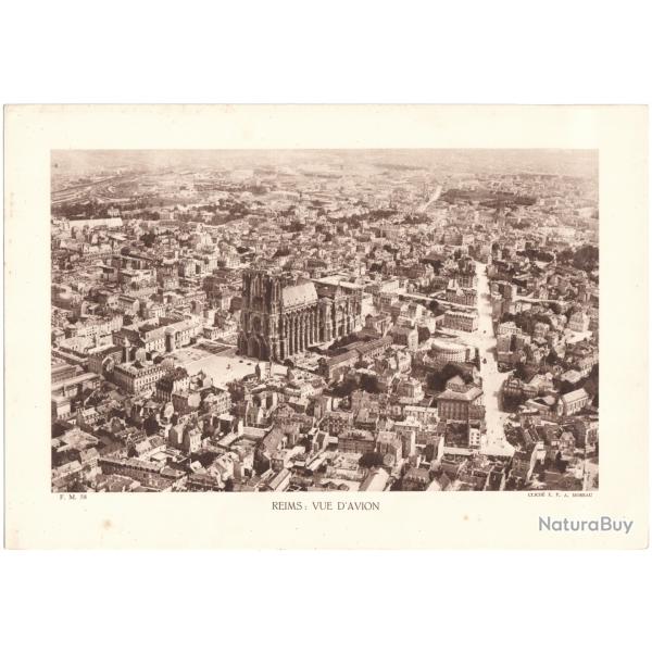 TIRAGE DE CLICH TYPE GRAVURE - COMPAGNIE ARIENNE FRANAISE - REIMS : VUE D'AVION