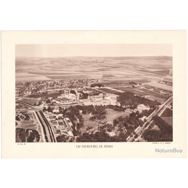 TIRAGE DE CLICH TYPE GRAVURE - COMPAGNIE ARIENNE FRANAISE - UN FAUBOURG DE REIMS