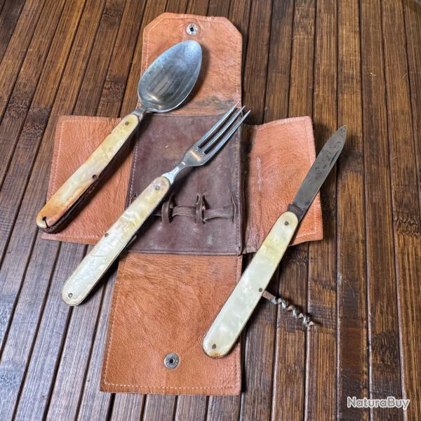 ENSEMBLE COUVERT LUXE DE VOYAGE DEBUT 1900 FRANCE