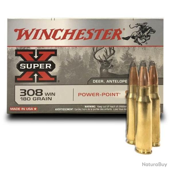 Munitions WINCHESTER calibre 308 Win Power Point 180gr - 11.7g x20