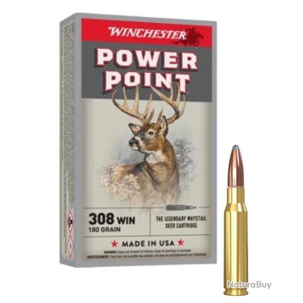 MUNITIONS WINCHESTER CALIBRE 308 WIN POWER POINT 180gr - 11.7g x20