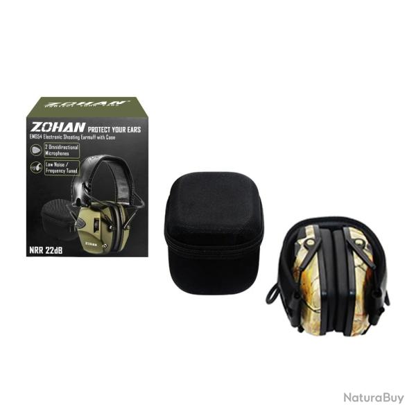 Casque Antibruit Tir Protection Auditive Electronique 22dB Rduction Bruit Amplification Sons Camo