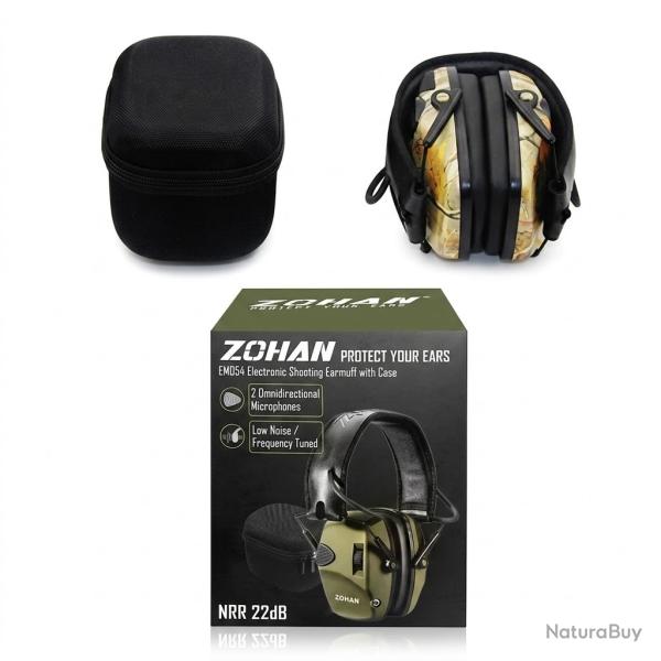 Casque Antibruit Tir Protection Auditive Electronique 22dB R�duction Bruit Amplification Sons Camo