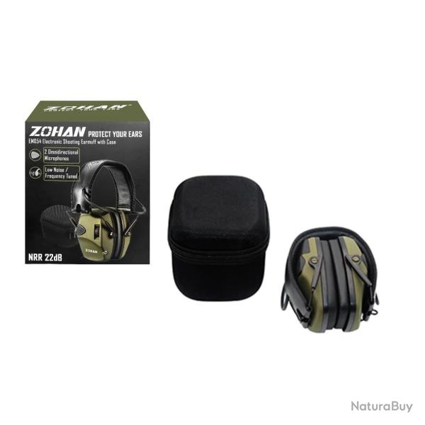 Casque Antibruit Tir Protection Auditive Electronique 22dB R�duction Bruit Amplification Sons Vert