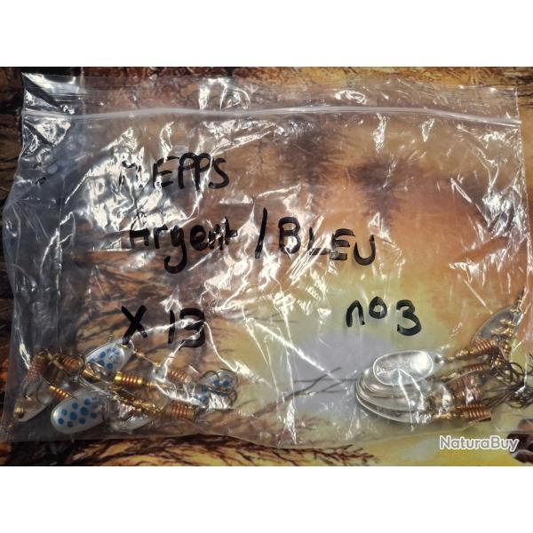 CUILLERE DE PECHE MEPPS AGLIA  ARGENT / BLEU X13 N�3