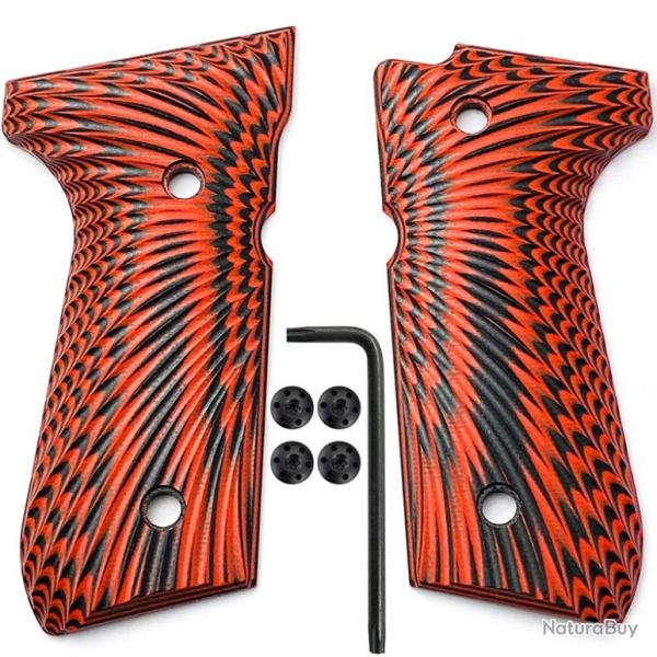 Plaquettes Beretta 92 / M9 / 96 / 98 - Alu Sunburst ROUGE - SKX INDUSTRIES