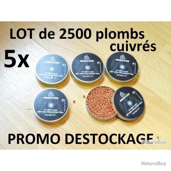 5 lots de 2500 = 12500 plombs 4.5 CUIVRS BILLES MAROCCHI - VENDU PAR JEPERCUTE (SI353)