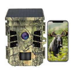 Cam&eacute;ra de Chasse Solaire 4K 60MP WiFi Bluetooth IR 25m IP66 Batterie 2600mAh D&eacute;tection 0,3s