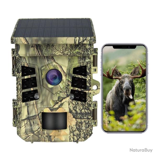 Cam�ra de Chasse Solaire 4K 60MP WiFi Bluetooth IR 25m IP66 Batterie 2600mAh D�tection 0,3s