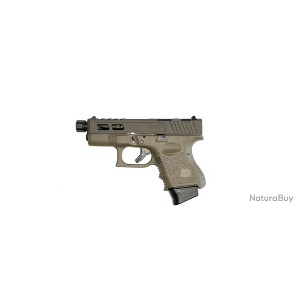 Pistolet Glock Zaffiri Custom 26 Gen 3 Zps.2 Od Green/Rmr - Canon Filet Noir 9X19
