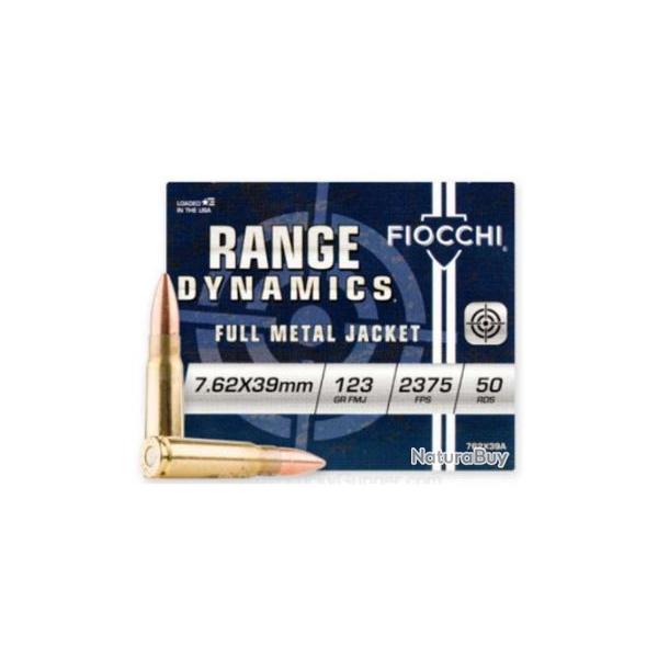 Cartouches FIOCCHI 7.62x39mm FMJ 123grs - Boite de 50