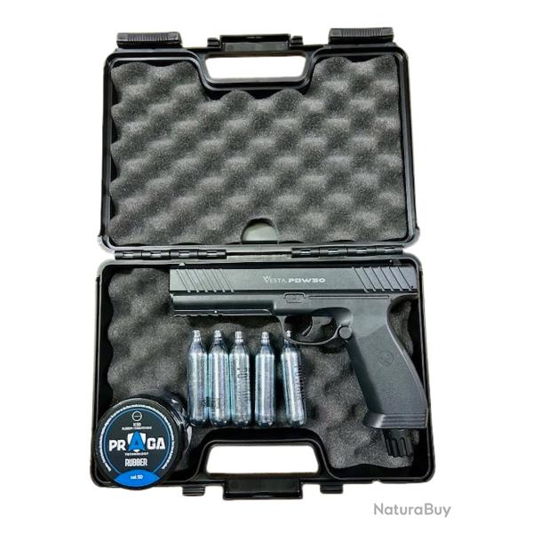 PACK pistolet  balles caoutchouc Vesta Defense PDW50 17 joules
