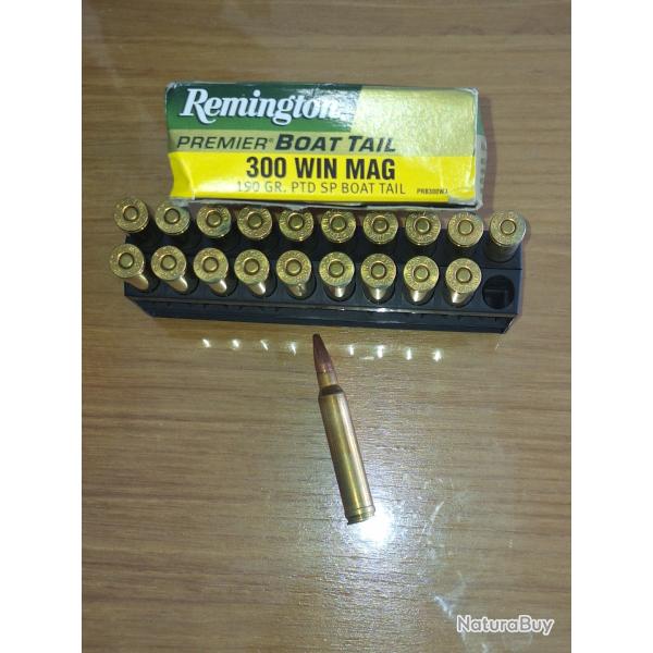 REMINGTON bote NEUVE de 20 munitions 300 winmag 190 grains premier BOAT TAIL vendu par poudrenoirep