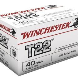 BTE 50 CART. WINCHESTER T22 CAL. .22 LR LRN T&Ecirc;TE PLOMB RONDE 40GR