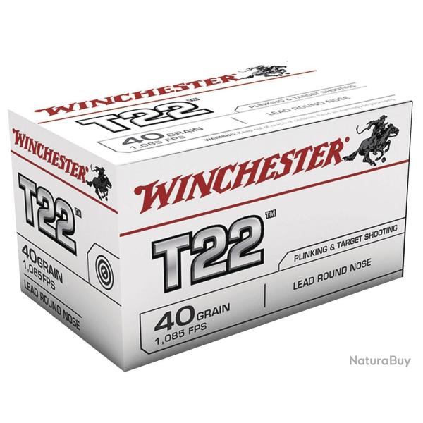 BTE 50 CART. WINCHESTER T22 CAL. .22 LR LRN T�TE PLOMB RONDE 40GR