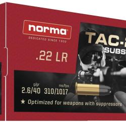 BTE 50 CART. NORMA TAC-22 SUBSONIC CAL. .22 LR LRN 40GR