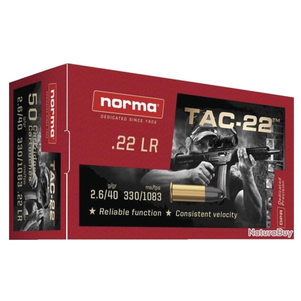 BTE 50 CART. NORMA TAC-22 CAL. .22 LR LRN 40GR