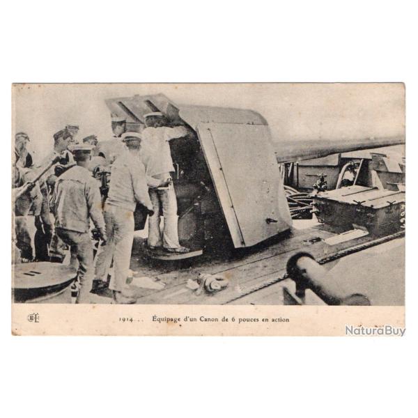 CPA -Marine Militaire -�quipage d'un Canon de 6 pouces en action  N�3396