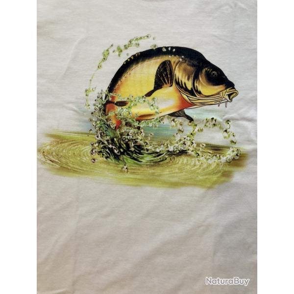 T-shirt p�che LOVERGREEN carpe coloris sable