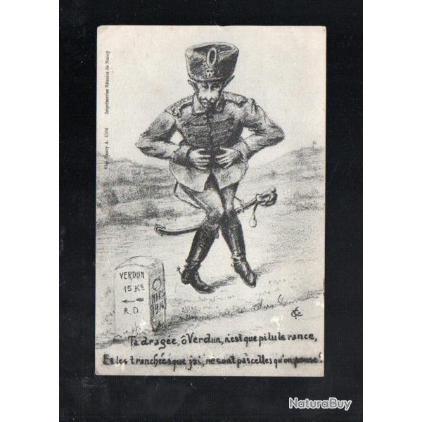 carte postale patriotique kronprinz ta drag�e o verdun n'est que pilule rance et les tranch�es que