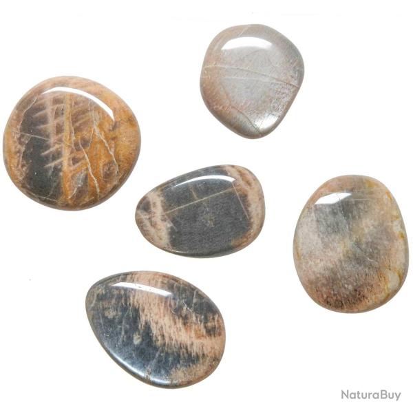 Galet plat pierre de lune gris-orang� - A l'unit�