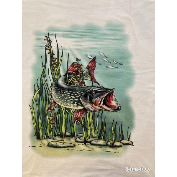 T-shirt P�che LOVERGREEN Brochet Coloris Sable