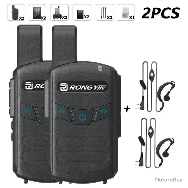 Talkie-walkie A5 RONGYIN UHF400-470Mhz - 2Black-2Headset / US
