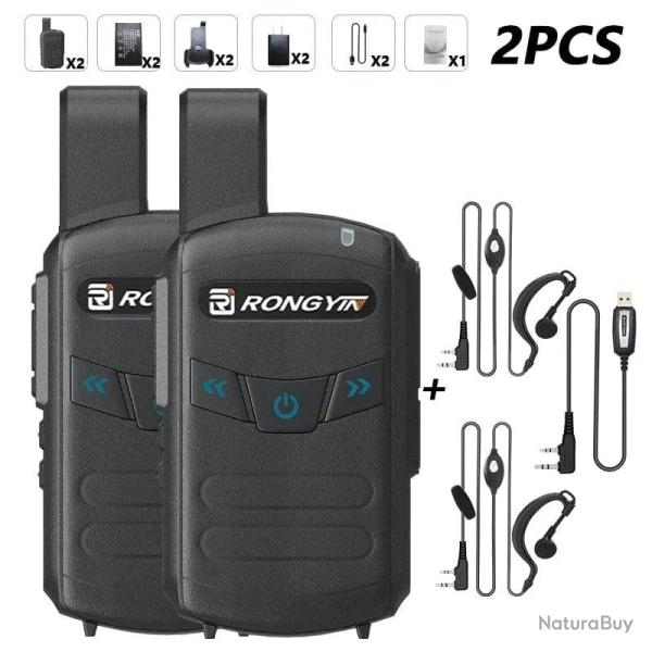 Talkie-walkie A5 RONGYIN UHF400-470Mhz - 2Black-2Headset-Cabl / US