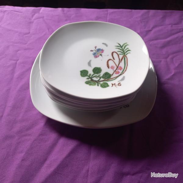 service  dessert peint  la main sign ...