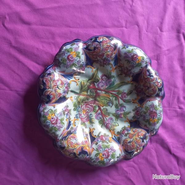 RARE   ancien plat d�coratif en c�ramique portugaise �maill�e