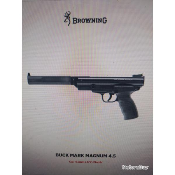 Browning Buck mark magnum calibre 4.5 7.5 joules