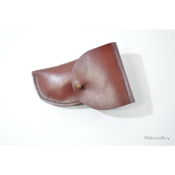 Reproduction �tui en cuir petit pistolet revolver Velodog bulldog 6mm, alarme, broche. (A) gaucher