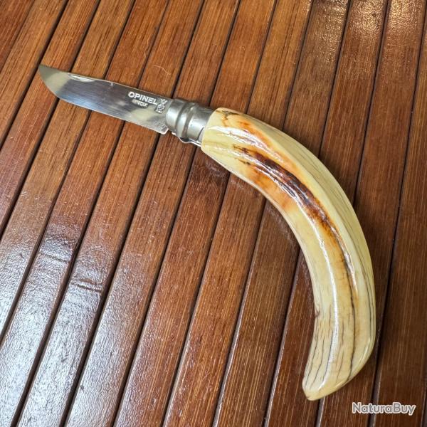 OPINEL N6 CUSTOM ARTISANAL UNIQUE MANCHE EN IVOIRE DE PHACOCHRE DFENSE