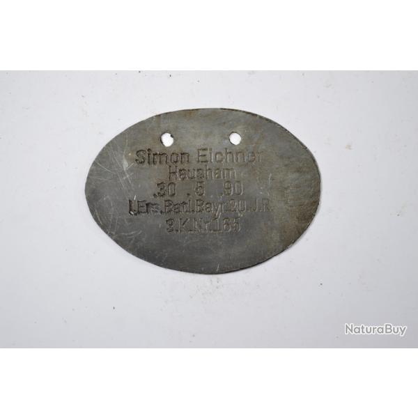 Copie plaque d'identit� Allemande WW1 (A)