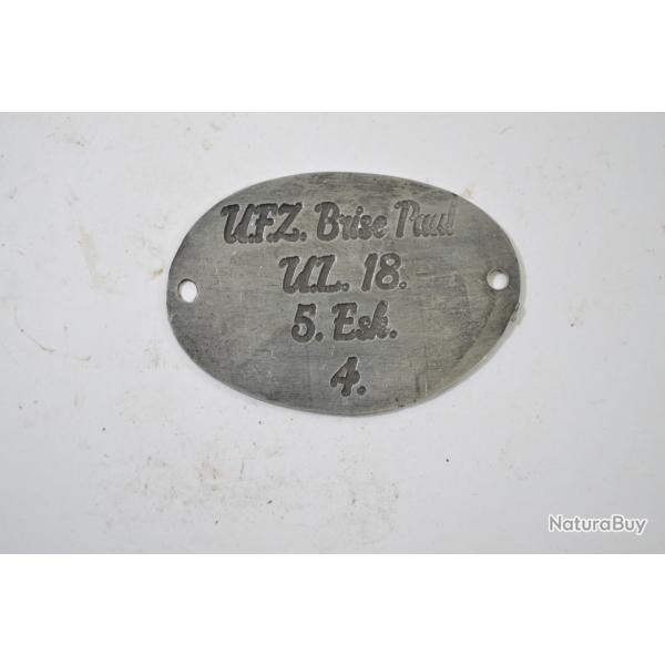 Copie plaque d'identit� Allemande WW1 (F)