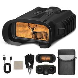 Jumelles Vision Nocturne 2.5K UHD 500m Zoom Optique 4x Num&eacute;rique 8x &Eacute;cran IPS Batterie 5200mAh Noir
