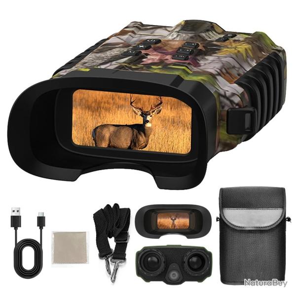 Jumelles Vision Nocturne 500m Jour/Nuit 4x Optique + 8x Numrique 2.5K UHD cran 3" 5200mA Camo