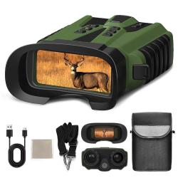Jumelles Vision Nocturne 2.5K UHD 500m Zoom Optique 4x Num&eacute;rique 8x &Eacute;cran IPS Batterie 5200mAh Vert