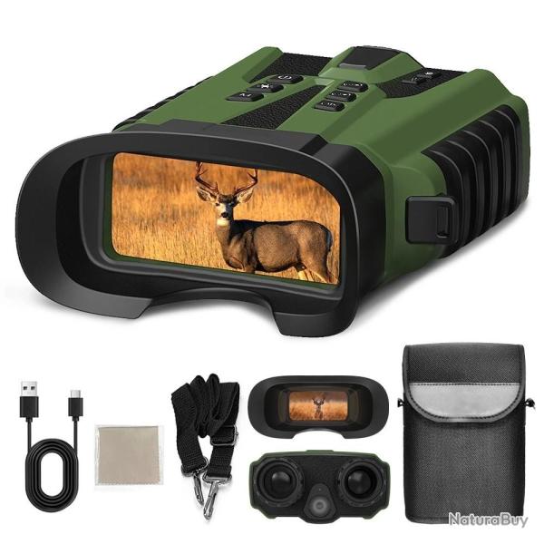 Jumelles Vision Nocturne 2.5K UHD 500m Zoom Optique 4x Num�rique 8x �cran IPS Batterie 5200mAh Vert