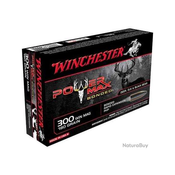 WINCHESTER Balles de chasse Power max bonded - par boite de 20  300 WINCHESTER MAGNUM   180Gr