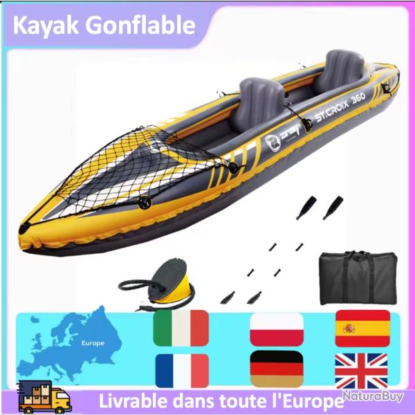 Kayak gonflable  facile � ranger et � transporter 3,5m poids maximum pour 2 personnes